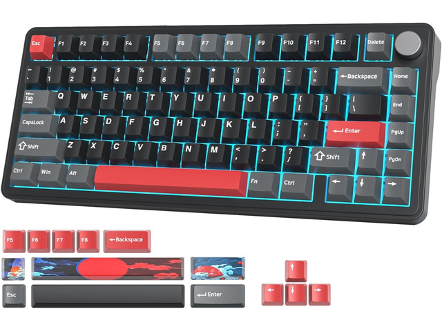 Fogruaden M75 Wireless Creamy 75% Mechanical Gaming Keyboard, Hot Swappable Custom, RGB Backlit, Gasket, Pre-lubed Linear White Switches,...