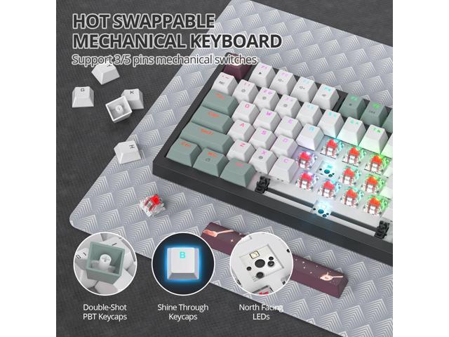 75% Green Mechanical Gaming Keyboard, Hot Swappable RGB Custom Keyboard with Knob, Gasket Mount Wired TKL Red Switch Keyboard 75 Percent, Creamy...
