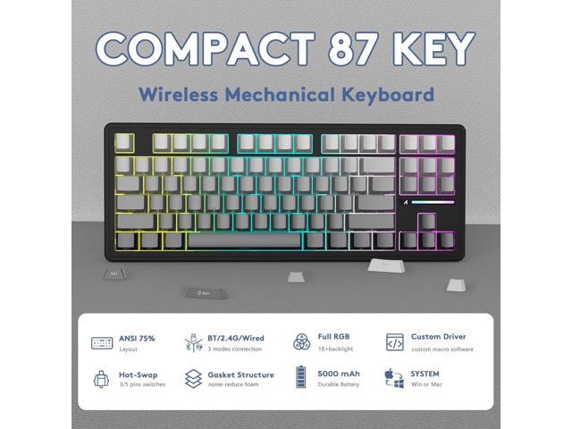 ATTACK SHARK M87 PRO Wireless Mechanical Gaming Keyboard,Hot Swappable Gasket RGB Custom Keyboard,Linear Switch & Side Printed PBT...