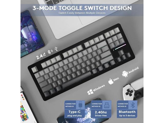 ATTACK SHARK M87 PRO Wireless Mechanical Gaming Keyboard,Hot Swappable Gasket RGB Custom Keyboard,Linear Switch & Side Printed PBT...