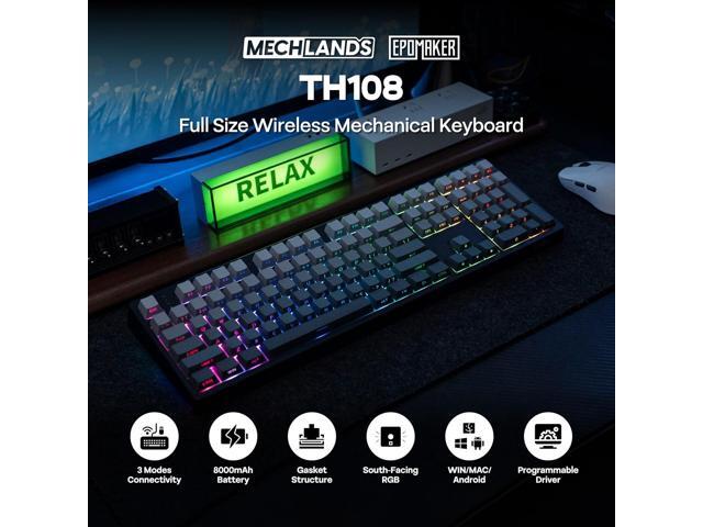 MechLands EPOMAKER TH108 Full Size Mechanical Keyboard, Wireless Gaming Keyboard, 8000mAh Battery, Creamy Gasket, 108 Keys, Hot Swap, Custom...