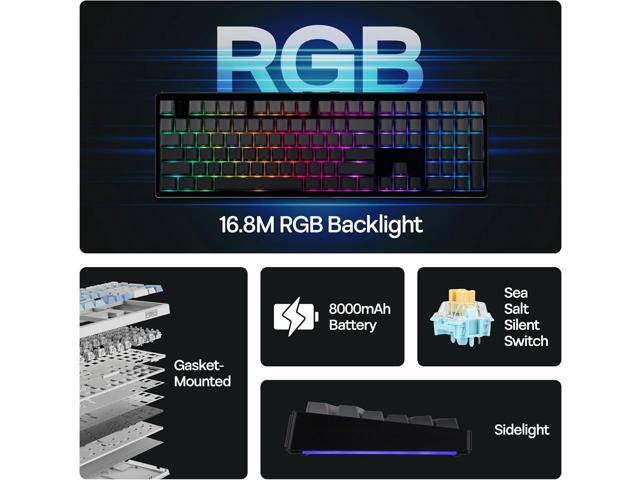 MechLands EPOMAKER TH108 Full Size Mechanical Keyboard, Wireless Gaming Keyboard, 8000mAh Battery, Creamy Gasket, 108 Keys, Hot Swap, Custom...
