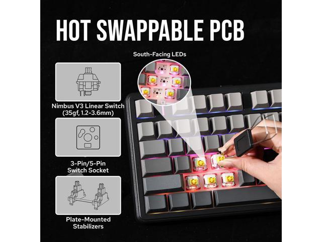MechLands Aula F99 PRO 96% Mechanical Gaming Keyboard, BT5.0/USB-C/2.4GHz Wireless, Hot Swappable Gasket Custom Keyboard with 8000mAH Battery,...