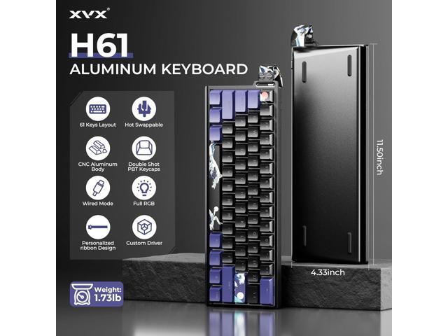 HITIME x XVX 60% Percent Keyboard with Strap, H61 Wired Aluminum Gaming Keyboard, Hot Swappable, Kanagawa Anime PBT Keycaps, RGB Backlit, Cherry...