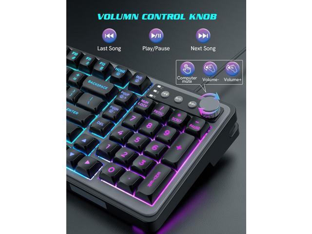 Gaming Keyboard and Mouse Combo - RGB Backlit 14 Lighting Effects, USB Wired Computer Keyboard, 26-Key Anti-Ghosting, Volume Wheel, Quiet Typing,...