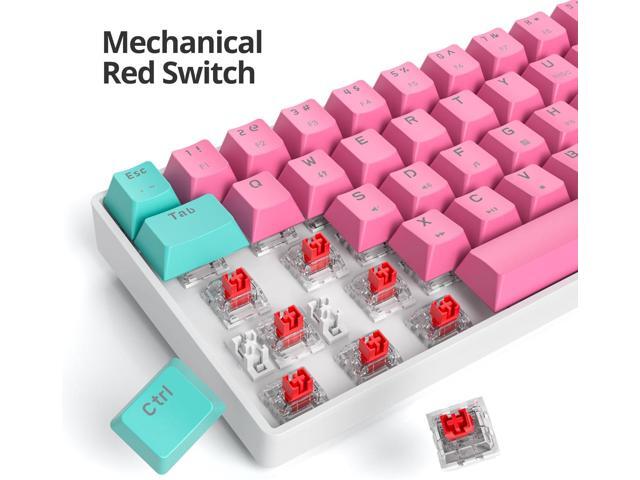 60 Percent Gaming Keyboard Mechanical with Linear Red Switch, 60% Wired Ultra-Compact Mini Keyboard LED with PBT Keycaps for Ps4/Ps5/Xbox61 Miami