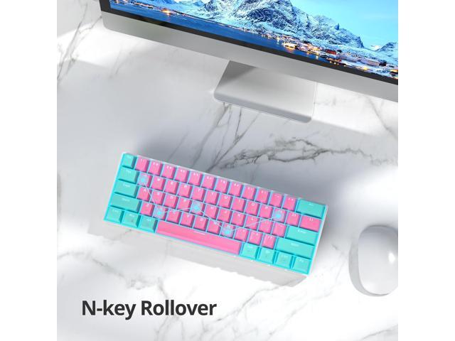 60 Percent Gaming Keyboard Mechanical with Linear Red Switch, 60% Wired Ultra-Compact Mini Keyboard LED with PBT Keycaps for Ps4/Ps5/Xbox61 Miami