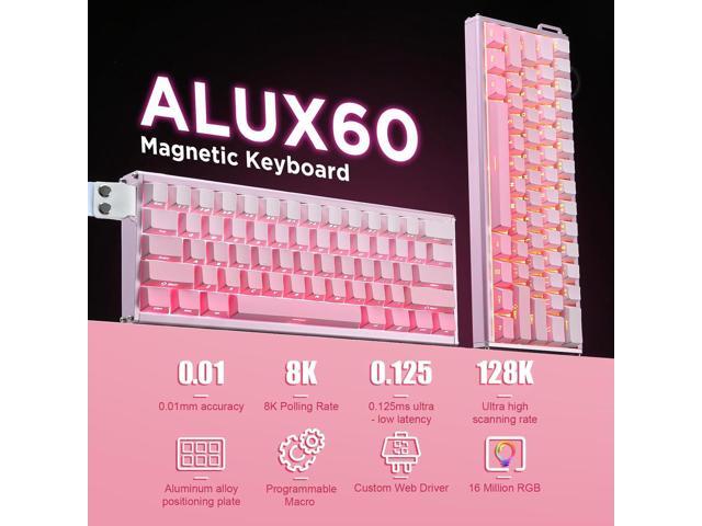 Alux60 Gaming Keyboard Wired, Hall Effect Magnetic Switch Aluminum Mechanical Keyboard, 8K Polling Rate, 0.125ms Ultra-Low Latency, 128K Scan Rate,...