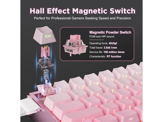 Alux60 Gaming Keyboard Wired, Hall Effect Magnetic Switch Aluminum Mechanical Keyboard, 8K Polling Rate, 0.125ms Ultra-Low Latency, 128K Scan Rate,...
