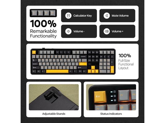 MechLands Aula F108 100% Wireless Gaming Keyboard, Full Size Custom Gasket Mechanical Keyboard, 4000mAh Battery, Programmable 108 Keys,...