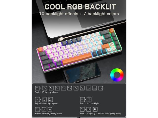 60 Percent Keyboard,RGB Backlit Gaming Keyboard USB-C Wired,Portable 68 Keys Compact Mini Keyboards for Business Trips,Office,PC Games...