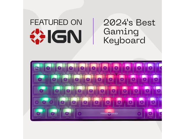 Higround Crystal Amethyst Basecamp 65% Mechanical USB Wired Gaming Keyboard, White Flame Switches, Programable RGB, Transparent/Translucent,...