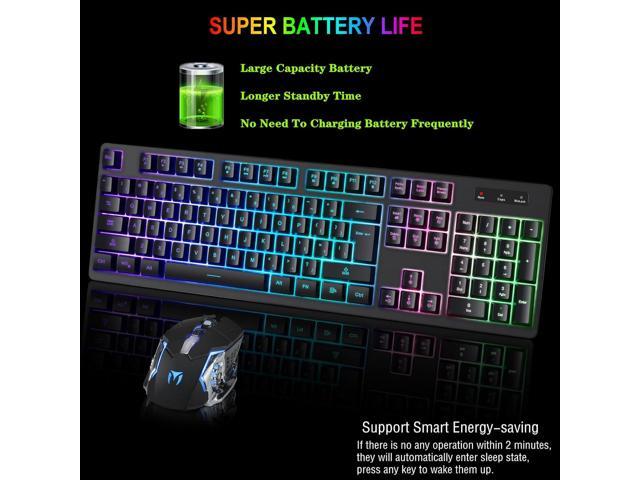 Wireless RGB Gaming Keyboard and Mouse - Rechargeable RGB Backlit,Long Battery Life,Mechanical Feel,7 Color Gaming Mouse for PC Game and Work