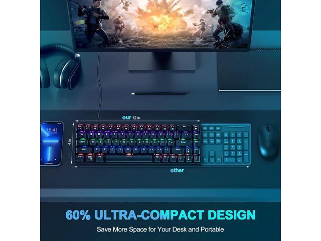 RaceGT Wired Mechanical Gaming Keyboard - 67 Keys Ultra-Compact Mini Keyboard, Wired USB Keyboards, Multi Color RGB Illuminated LED Backlit for PC...