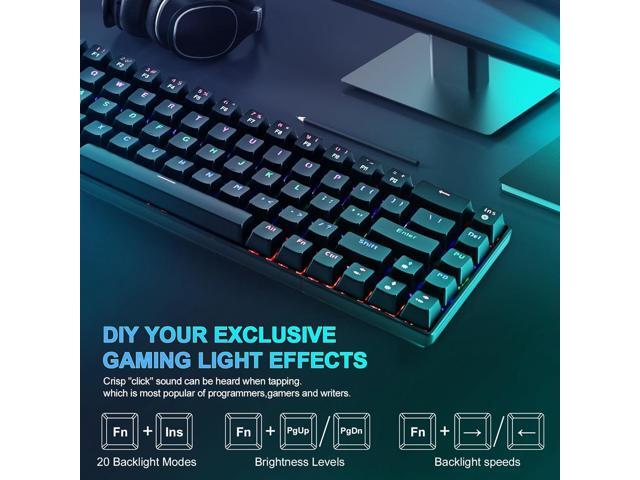 RaceGT Wired Mechanical Gaming Keyboard - 67 Keys Ultra-Compact Mini Keyboard, Wired USB Keyboards, Multi Color RGB Illuminated LED Backlit for PC...
