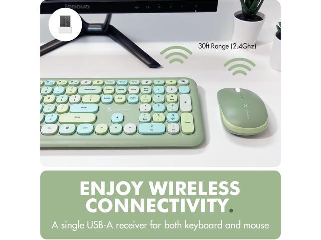 X9 Green Keyboard and Mouse Combo - 2.4G Wireless Connectivity - Transform Your Space with a Cute Wireless Keyboard and Mouse Retro Set - Colorful...