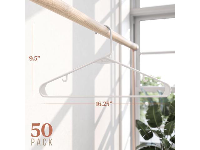 Plastic Hangers 50 Pack White - Clothes Hangers - Makes The Perfect Coat Hanger and General Space Saving Clothes Hangers for Closet - Percheros...