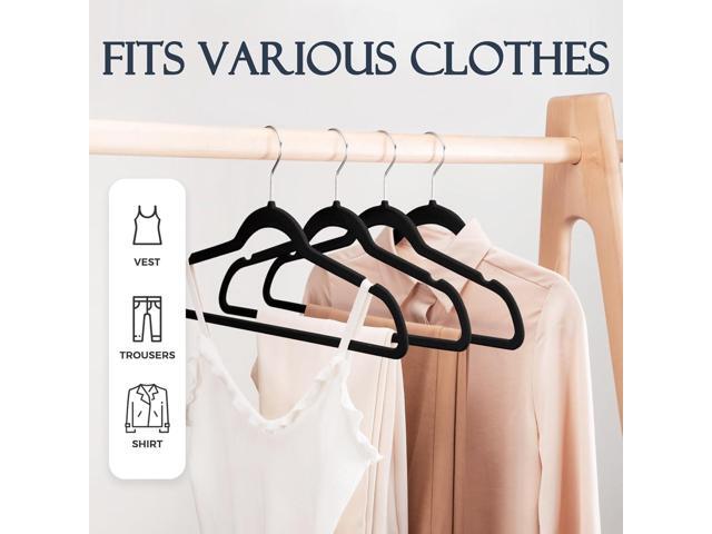 HOUSE DAY Black Velvet Hangers 60 Pack, Non Slip Clothes Felt Hanger Heavy Duty for Coat, Premium Slim Space Saving Suit Hangers for Closet...