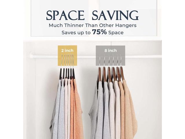 HOUSE DAY Black Velvet Hangers 60 Pack, Non Slip Clothes Felt Hanger Heavy Duty for Coat, Premium Slim Space Saving Suit Hangers for Closet...