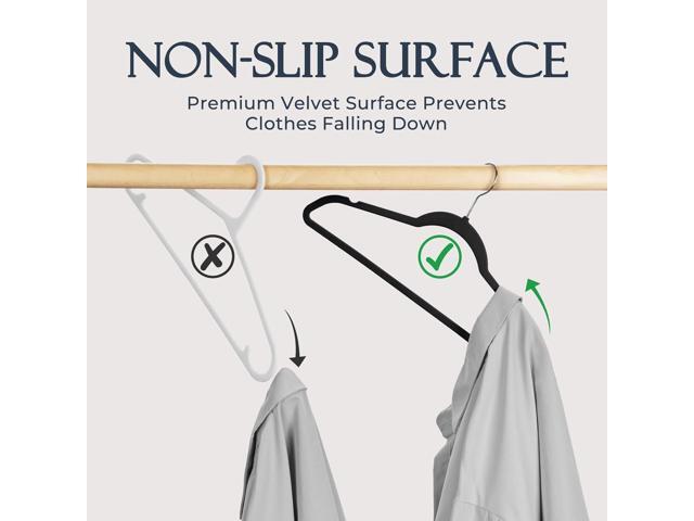 HOUSE DAY Black Velvet Hangers 60 Pack, Non Slip Clothes Felt Hanger Heavy Duty for Coat, Premium Slim Space Saving Suit Hangers for Closet...