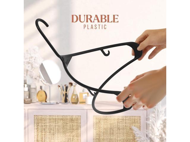 Clothes Hangers Plastic 20 Pack - Black Plastic Hangers - Makes The Perfect Coat Hanger and General Space Saving Clothes Hangers for Closet -...