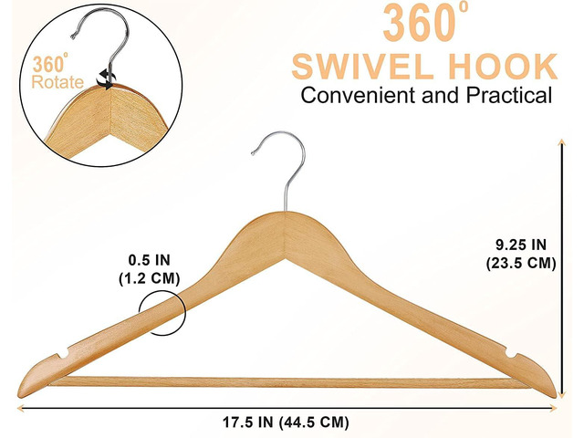 Utopia Home Premium Wooden Hangers 30 Pack - Durable & Slim Coat Hanger - Suit Hanger with 360-Degree Rotatable Hook - Wood Hangers with Shoulder...