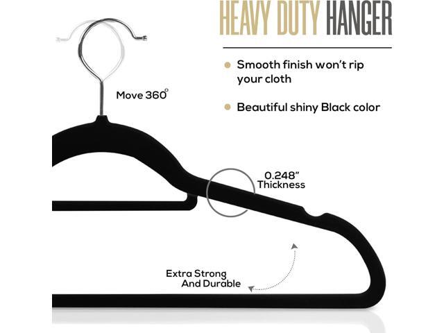 Utopia Home Premium Velvet Hangers 50 Pack - Non-Slip Clothes Hanger with Tie Bar - Black Hangers with 360 Degree Rotatable Hook - Heavy Duty Coat...