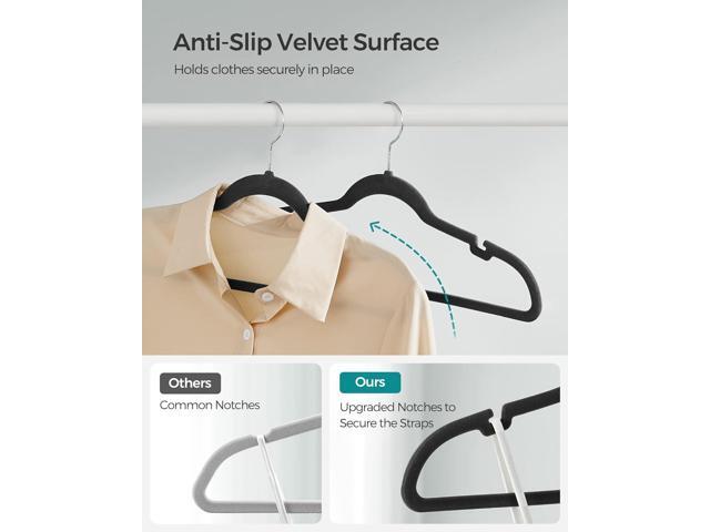 SONGMICS Velvet Hangers 50 Pack, Non-Slip Clothes Hangers, Suit Hangers with Shoulder Notches, Pants Bar, 360° Swivel Hook, Space-Saving, for...