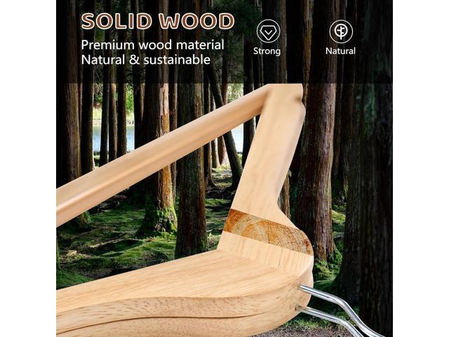 Wooden Hangers 20 Pack, Durable Wood Hangers with 360° Swivel Hook & Notches, Slim Coat Hanger Wooden for Closet, Natural