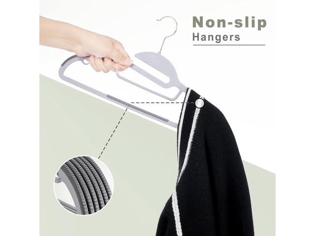 BAGAIL Plastic Hangers 50 Pack with Non-Slip Design,0.2 Inches Thick, 360°Swivel Hook Space Saving Organizer for Bedroom Closet,Shirts,Pants(Grey-...