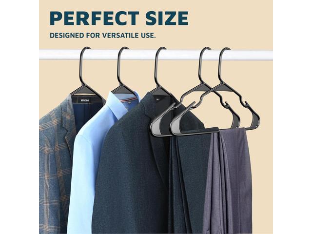 Plastic Clothes Hanger Set - 30 Pieces Versatile, Lightweight, Space-Saving, Non-Slip, Slim Designed, Dry and Wet Clothes Hanger Set - Black