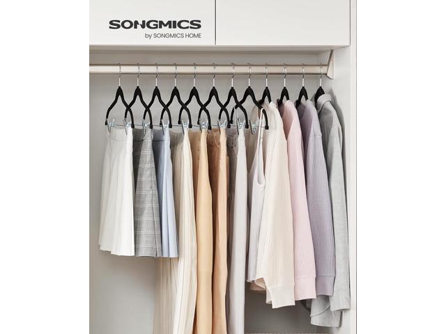 SONGMICS 30-Pack Pants Hangers, 16.7-Inch Long Velvet Hanger with Adjustable Clips, Heavy-Duty, Non-Slip Skirt Hangers, Space-Saving for Pants,...