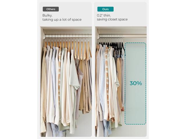 SONGMICS 30-Pack Pants Hangers, 16.7-Inch Long Velvet Hanger with Adjustable Clips, Heavy-Duty, Non-Slip Skirt Hangers, Space-Saving for Pants,...
