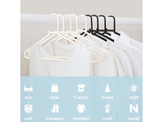 Black Plastic Hangers 50 Pack, Light Weight Durable Clothes Hangers G-Shape Standard Size Non-Slip Coat Hanger Adult Clothes Hangers for Laundry &...