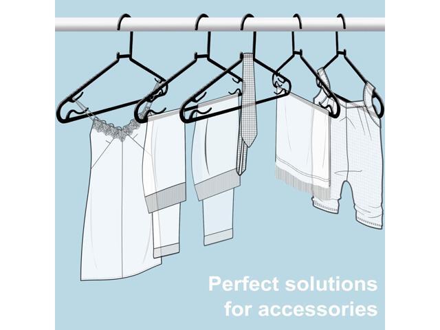 Black Plastic Hangers 50 Pack, Light Weight Durable Clothes Hangers G-Shape Standard Size Non-Slip Coat Hanger Adult Clothes Hangers for Laundry &...