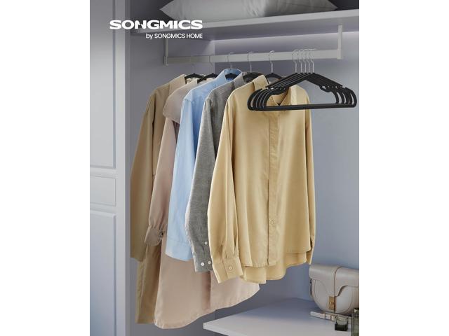 SONGMICS Clothes Hangers 50 Pack, Heavy-Duty Plastic Hangers, Coat Hangers with Wide Shoulder Notches, Pant Bar, 360° Swivel Hook, Space-Saving,...