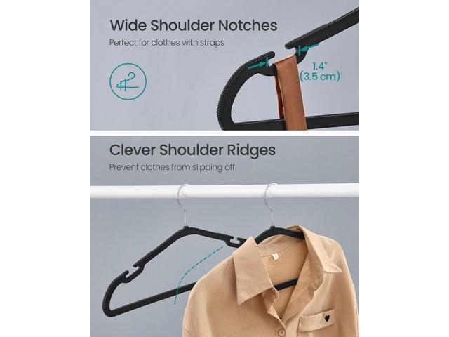 SONGMICS Clothes Hangers 50 Pack, Heavy-Duty Plastic Hangers, Coat Hangers with Wide Shoulder Notches, Pant Bar, 360° Swivel Hook, Space-Saving,...