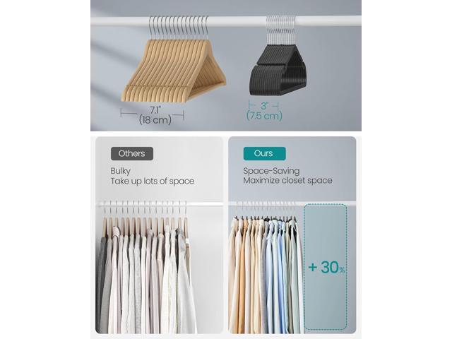 SONGMICS Clothes Hangers 50 Pack, Heavy-Duty Plastic Hangers, Coat Hangers with Wide Shoulder Notches, Pant Bar, 360° Swivel Hook, Space-Saving,...