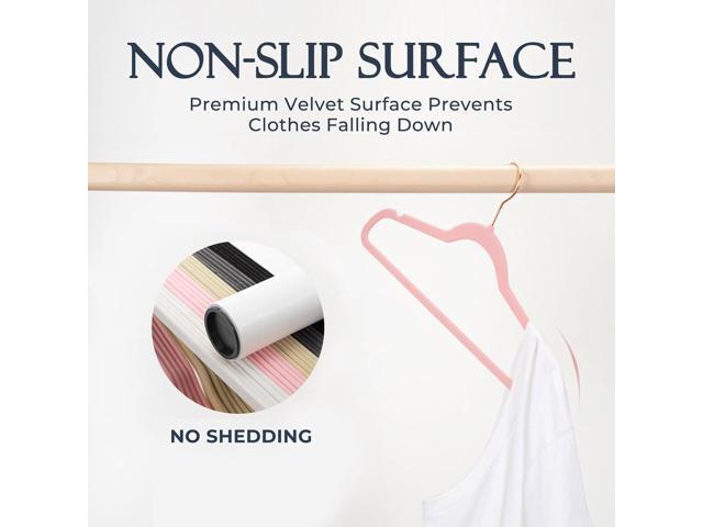 HOUSE DAY Pink Velvet Hangers 60 Pack, Premium Non-Slip Felt Clothes, Sturdy Heavy Duty Coat, Durable Hangers for Suits, Space Saving with No...