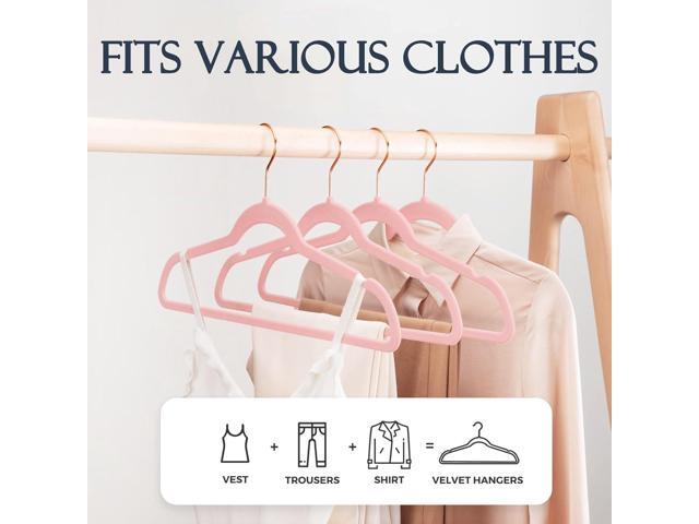HOUSE DAY Pink Velvet Hangers 60 Pack, Premium Non-Slip Felt Clothes, Sturdy Heavy Duty Coat, Durable Hangers for Suits, Space Saving with No...