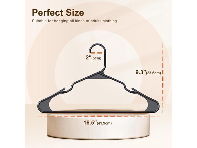 HOUSE DAY Plastic Hangers 50 Pack - Black Clothes Hangers with Non-Slip Shoulder Grooves, Durable and Sturdy Coat Hanger, Space Saving Slim Design...