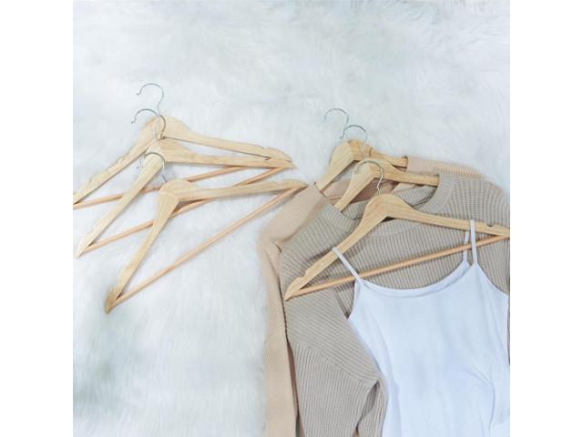 ELONG HOME Solid Wooden Hangers 20 Pack, Wood Suit Hangers with Extra Smooth Finish, Precisely Cut Notches and Chrome Swivel Hook, Clothes Hangers...