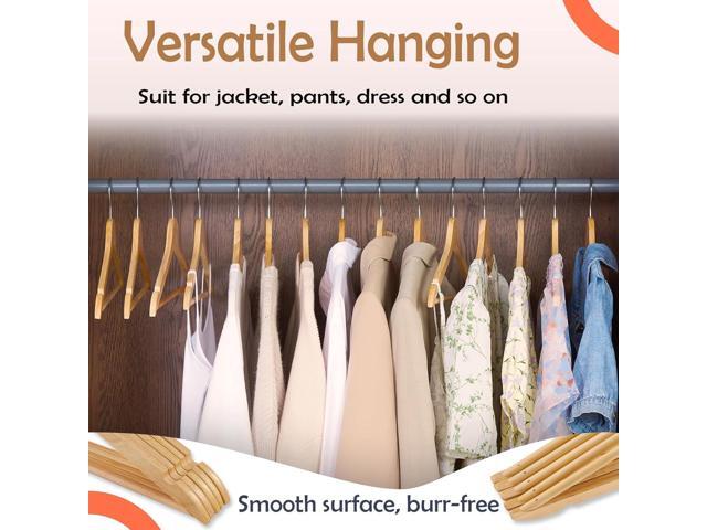 ELONG HOME Solid Wooden Hangers 20 Pack, Wood Suit Hangers with Extra Smooth Finish, Precisely Cut Notches and Chrome Swivel Hook, Clothes Hangers...