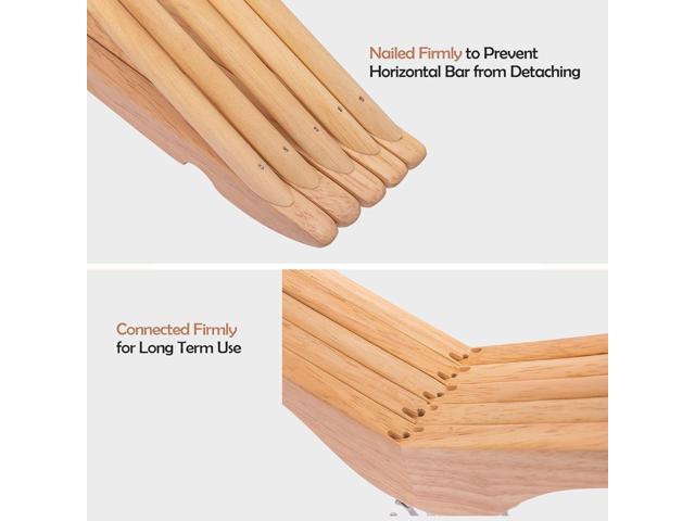 ELONG HOME Solid Wooden Hangers 20 Pack, Wood Suit Hangers with Extra Smooth Finish, Precisely Cut Notches and Chrome Swivel Hook, Clothes Hangers...