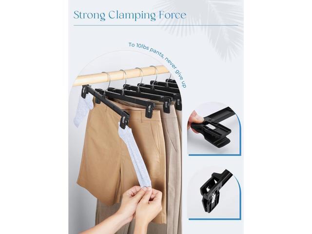 Smartor Pants Hangers - 30 Pack, Black Clips Hangers with 360° Hooks, Shorts Hanger with Strong Clamps, Dress, Heavy Duty as Trousers, Skirt,...