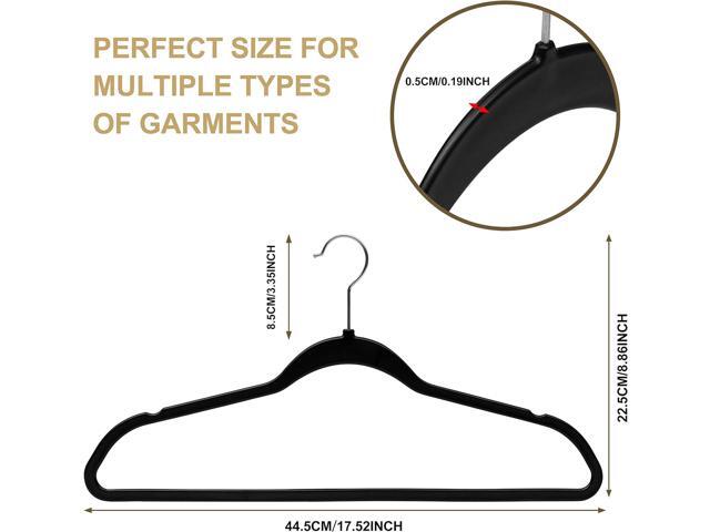 Quality Hangers 50 Pack Slim Plastic Hangers for Clothes - Heavy Duty Non-Velvet Black Hangers with 360° Swivel Chrome Hook & Non Slip Notches -...