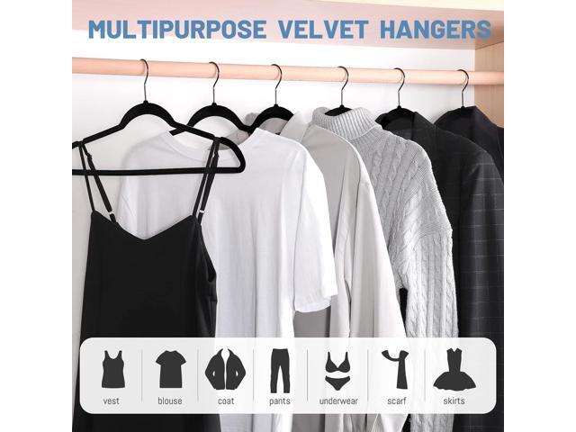 HOUSE DAY Black Velvet Hangers 60 Pack, Non Slip Felt Hanger, Slim Velvet Clothes Hangers for Suits, Shirt, Heavy Duty Coat Hanger for Closet