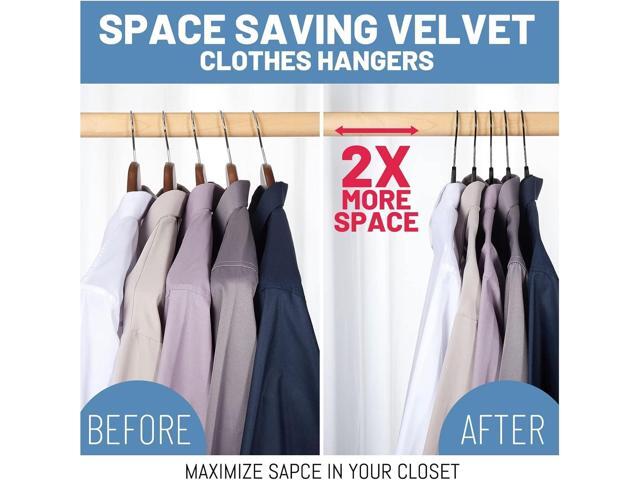 HOUSE DAY Black Velvet Hangers 60 Pack, Non Slip Felt Hanger, Slim Velvet Clothes Hangers for Suits, Shirt, Heavy Duty Coat Hanger for Closet
