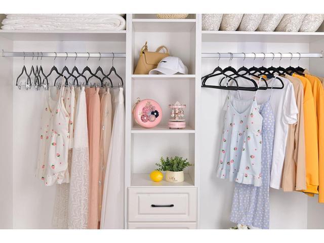 Quality Hangers 20 Pack Plastic Hangers for Clothes - Slim Non-Velvet Hangers with 360° Swivel Chrome Hook & Non Slip Notches - Ideal for Dresses...