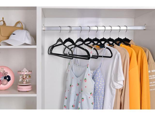 Quality Hangers 20 Pack Plastic Hangers for Clothes - Slim Non-Velvet Hangers with 360° Swivel Chrome Hook & Non Slip Notches - Ideal for Dresses...